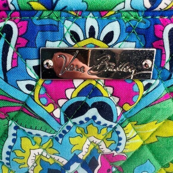 Vera Bradley Paisley Print Quilted Handbag - 12" x 6" - Green & Blue - Picture 2 of 8